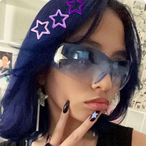Purple Star Kawaii Y2K Emo Disco Hair Clips, Hair Accessories for Women