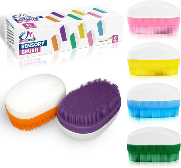 Wilbarger Method Therapy Brush, 6 Pack (Colored) - Therapressure Sensory Brush for
