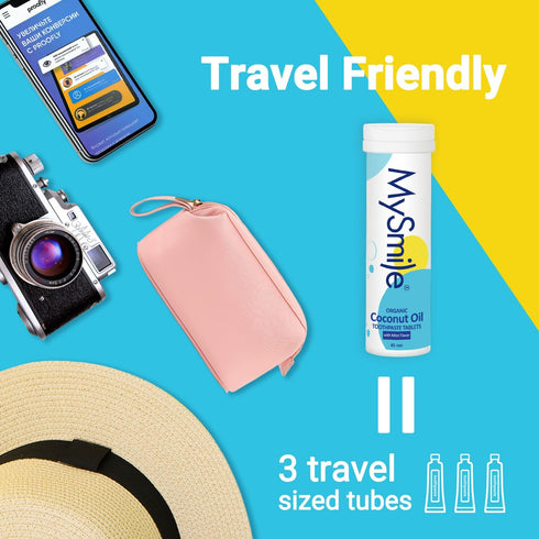 MySmile Toothpaste Tablets - Organic Coconut Oil Travel Mouthwash, Nano Hydroxyapatite, Fluoride Free Remineralize &