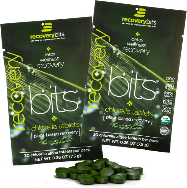 RECOVERYbits Organic Chlorella Algae Tablets, Pure Green Algae Superfood, Immune Boosting, Non-GMO, 60 Tablets