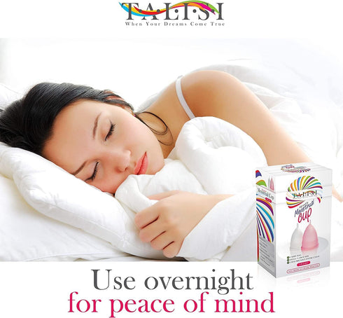 Talisi Menstrual Cups Set of 2 - Reusable Period Kit (Small & Large Sizes) - Super Soft Silicone for Feminine Hygiene.