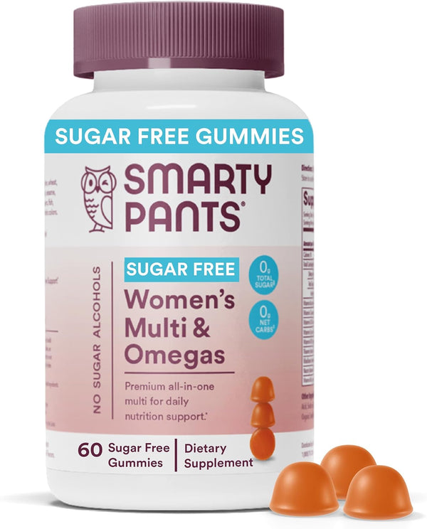SmartyPants Women's Multivitamin Gummies - 60 Count, Sugar Free with Biotin, Omega 3, Vitamins D3, C, B12, B6, A, K &