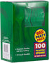 JAM PAPER Big Party Pack of Premium Plastic Spoons - Green - 100 Disposable Spoons/Box