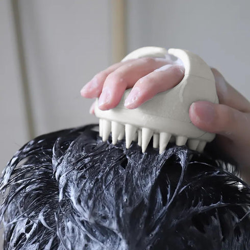 Scalp Massager Shampoo Brush, Soft Silicone Scalp Scrubber for Wet and Dry Hair (Creamy White)