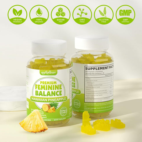 Gummies Gummies Immune 60 Gummies softbear Premium Feminine Balance for Women, Pineapple PH Balance for Women's Healthy