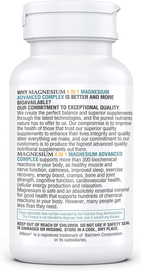 Kappa Nutrition Magnesium Glycinate, Bisglycinate, Malate, Zinc, Vitamin D3, 120 Capsules, 280mg Elemental