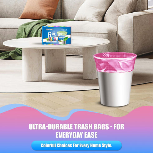 6 Gallon Colored Trash Bags, 150 Count, 0.94 Mil Thick Medium Garbage Bags for Home Office Kitchen