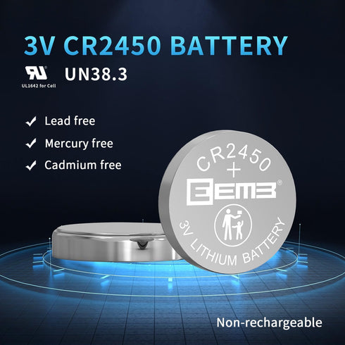 EEMB 20PCS CR2450 Battery, 3V Lithium 650mAh Coin Button Cell for Security Sensors, Watches, Remote Fobs