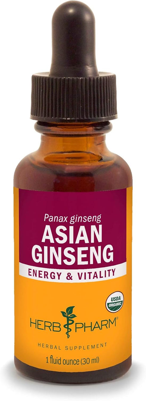 Herb Pharm Asian (Panax) Ginseng Liquid Extract for Energy and Stamina Support - 1 Ounce