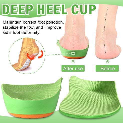 Ailaka Kids Orthotic Cushioning Arch Support Shoe Insoles for Flat Feet and Heel Pain Relief