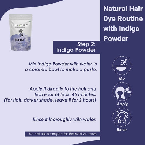Mi Nature Indigo Leaf Powder, 227g (8oz), Pure Herbal Tint for Dark Hair Color