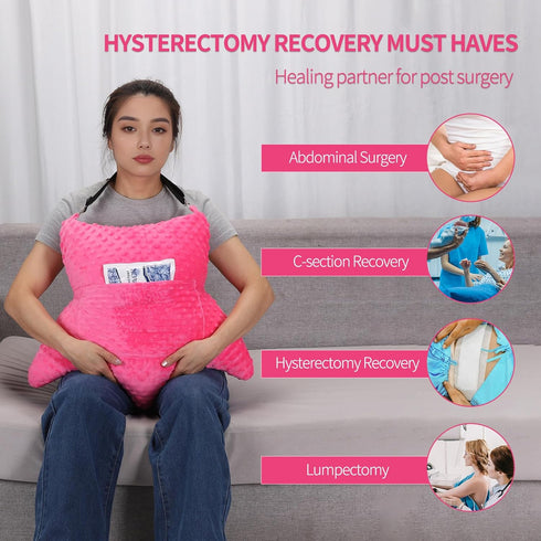 okmaba Packs, Hysterectomy Recovery Pillow with Pocket for Ice/Hot Abdominal Surgery Support Cushion with Adjustable