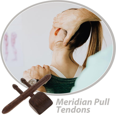 Tofficu Wooden Neck and Back Massager Stick for Fatigue Relief, Handheld Chicken Wing Wood Pressure Point Tool