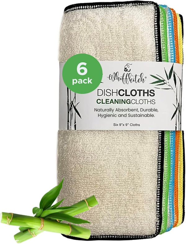 Whiffkitch Dishcloths & Towels for Kitchen, 9x9 Inches, Multi Color, 6 Pack, Durable Non-Scratch