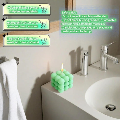 SAYUANVA Cube Bubble Candle, Soy Wax Scented Candles with Plant Essential Oils, Decorative Geometric Candles for Home