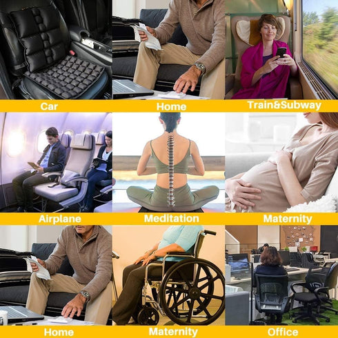 SUNFICON Air Cushion Inflatable Chair, Portable Breathable Comfort Cushion for Office Wheelchair Pad, Black