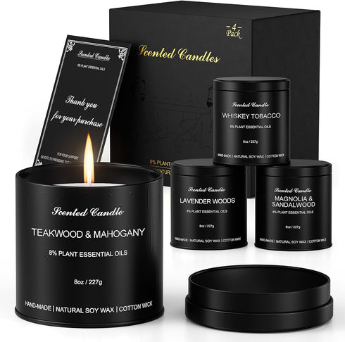HOFOGOTOWIN Men's Scented Candles Gift Set - 4 Pack Soy Wax Aromatherapy Candles
