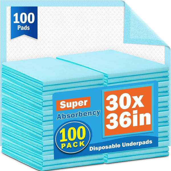 VISRIE 100Pcs 30 x 36Bed Pads Disposable Adult, Incontinence Bed Pads, Super Absorbency