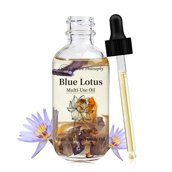 NP NATURES PHILOSOPHY Blue Lotus Multi-Use Oil, Organic Essential Oil for Face, Body, Hair - 2 Fl Oz