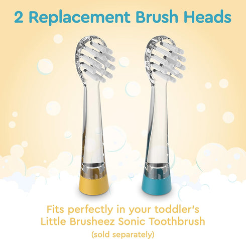 Brusheez Little 2-Pack Replacement Brush Heads for Ages 1-3, Safe Electric Brush Heads for Sonic Toothbrush