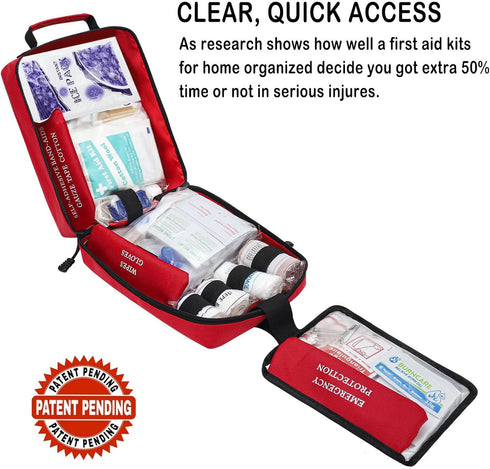 400 Piece Large First Aid Kit, Premium Emergency Kits for Home, Office, Car, Outdoor, Travel
