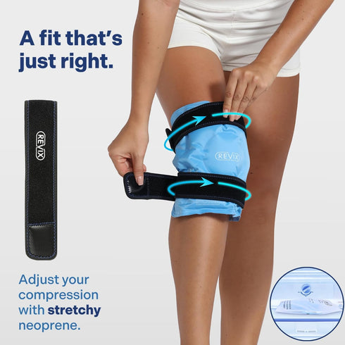 REVIX Ice Pack for Knee Pain Relief - Reusable Gel Ice Wrap for Leg Injuries, Cold Compress Therapy for Arthritis
