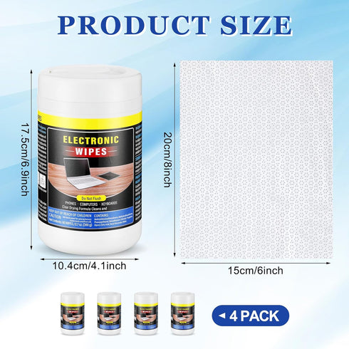 4 Pack Electronic Screen Cleaner Wipes, 240 Count for TV, Phone, Computer, Laptop, and Monitor