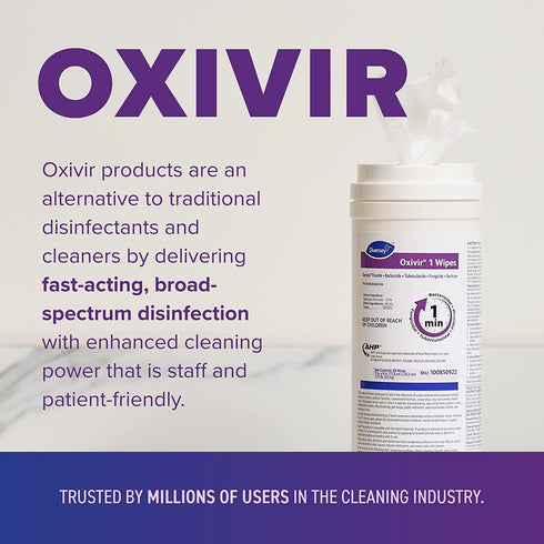 Diversey Oxivir 1 100850922 Ready-To-Use Disinfectant Cleaning Wipes, 60-Wipes, No Fragrance Added