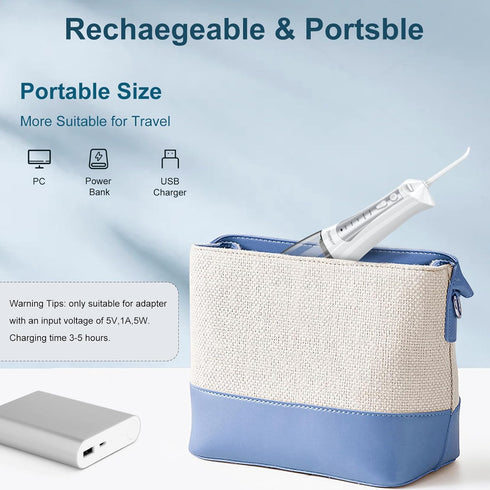 Cordless Water Flosser for Teeth - 300ML Rechargeable Oral Irrigator with 5 Modes for Home Use, Travel Friendly (White)