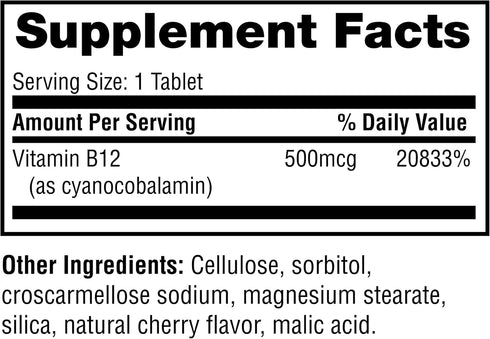 Twinlab B-12 Dots - Energy Production Support Supplements with Vitamin B12-500 mcg, 250 Tablets
