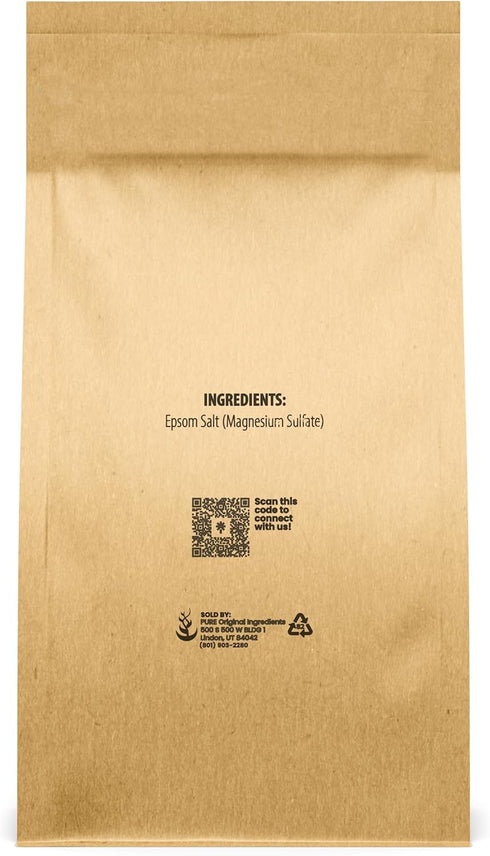 Pure Original Ingredients Epsom Salt, 3 lb, Pure Magnesium Sulfate, Food Grade, Bathing & Soaking