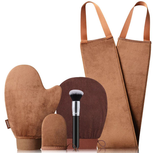 Self Tanning Mitt Applicator Kit - Sanfery 5 Pack Tanning Mitts with Glove, Back Applicator, Mini Tan Mitt, Exfoliating