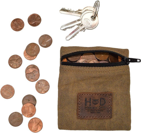 Hide & Drink, Water Resistant Waxed Canvas Condom Pouch, Change Valuables Tech Pocket Purse, Classic Partner Gift