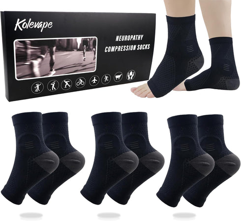3 Pairs Neuropathy Socks for Women & Men, Nano Comprex Ankle Sleeves Protection Elastic Socks for Pain Relief