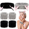 6 Pcs Spa Headband Face Wash and Wristband Set, Cute Cat Ears Plush Makeup Skincare Headbands