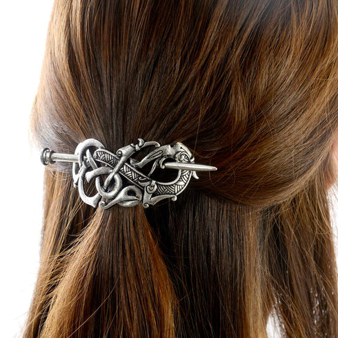 Viking Celtic Hair Slide Hairpins, Antique Silver Hair Accessories, Celtic Knot Hair Barrettes for Long Hair Jewelry