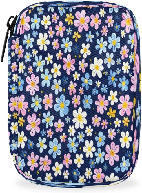 Honeybaby Small Flowers Printed Pill Case Bag Portable Weekly Pill Organizer Travel Pill