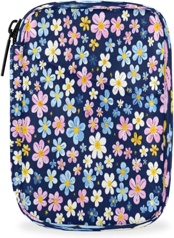 Honeybaby Small Flowers Printed Pill Case Bag Portable Weekly Pill Organizer Travel Pill