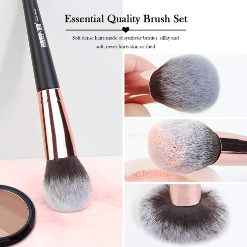 Makeup Brushes - 18 Pcs Professional Premium Synthetic Makeup Brush Set with Case, Travel Make up Brushes (Black Gold)