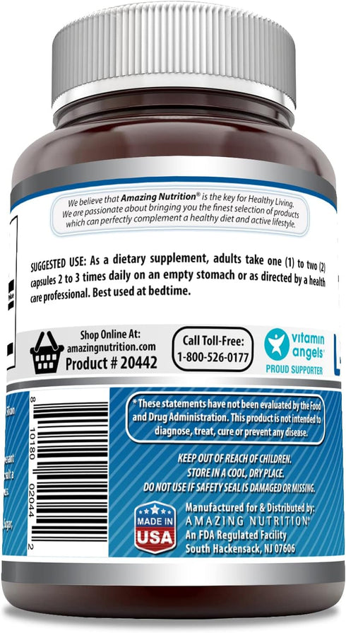 Amazing Formulas L-Tryptophan Amino Acid Supplement, 500 Mg per Serving, 120 Capsules, Non-GMO, Gluten-Free, Made in USA