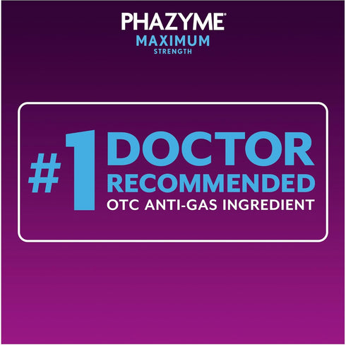 Phazyme Gas Relief, Maximum Strength for Adults, 250 mg Simethicone Fast Gels, 24 Count.
