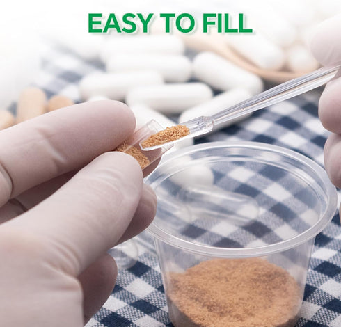 Empty Capsules Size 0 - Vegan Empty Pill Capsules (100 Count) with 2 Micro Lab Spoons for DIY Supplements