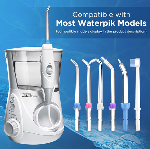 Replacement Tips for Waterpik, Water Flosser Replacement Heads with Storage Case (6 Tips Different)