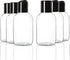 Youngever 12 Pack 4 Ounce Empty Squeeze Containers - Refillable Plastic Bottles with Disc Cap, Black Cap