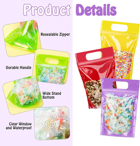 Sinload 120 Supplies(Clear,7.1 10.2 Inch) Pcs Plastic Gift Bag Bulk Resealable Party Goodie Bag with Clear Window Color