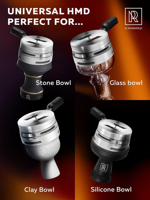 Premium Black Hookah Bowl Set with Cover, Heat Management Charcoal Holder, Luxury Ceramic Hookah Head
