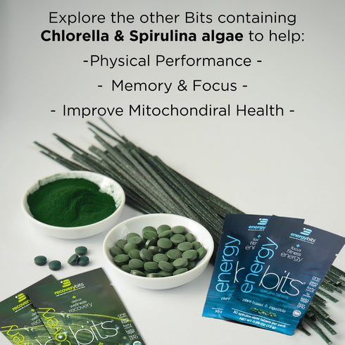 ENERGYbits/RECOVERYbits Organic Spirulina & Chlorella Tablets, Vegan, Keto, Gluten Free, 4 Bags, 30/Bag