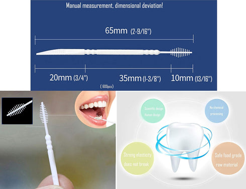LBY 600pcs Plastic Toothpicks, Interdental Toothpicks with Curved Blade for Teeth Cleaning