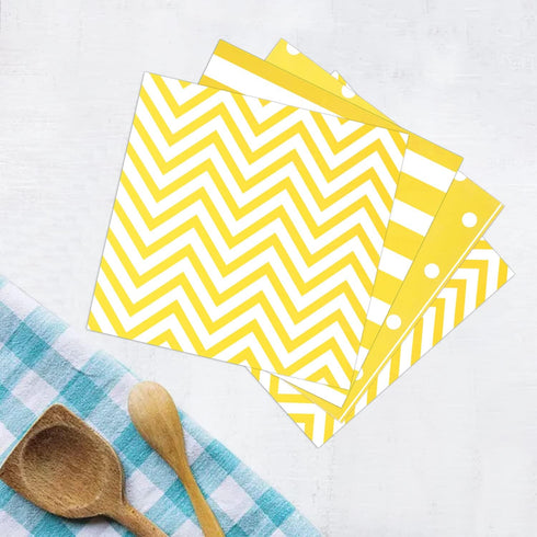 Disposable Yellow Paper Luncheon Party Napkins, Striped Chevron Polka Dot, 60 Count, 13"x13"
