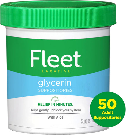 Fleet Laxative Glycerin Suppositories for Adult Constipation, 50 Count